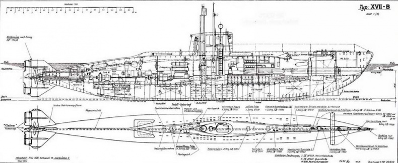Германские субмарины Тип XVII Крупным планом