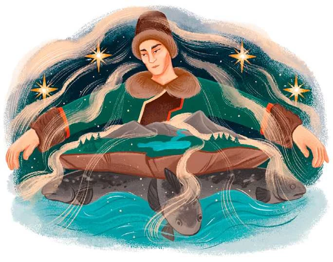 Иллюстрация к книге — Мифы северных народов России для детей [book-illustration-28.webp]